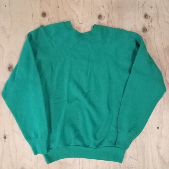 Vintage Tultex Blank Crewneck Sweatshirt Teal - Picture 1 of 5